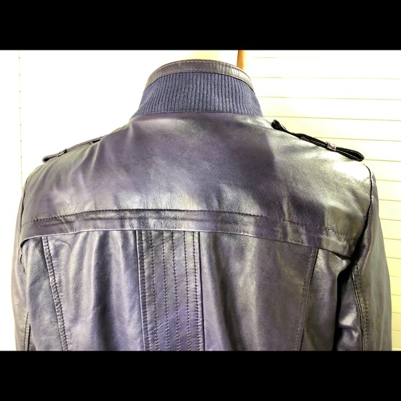 NWT M.T. Women’s Purple Leather Bomber Jacket - Picture 8 of 9